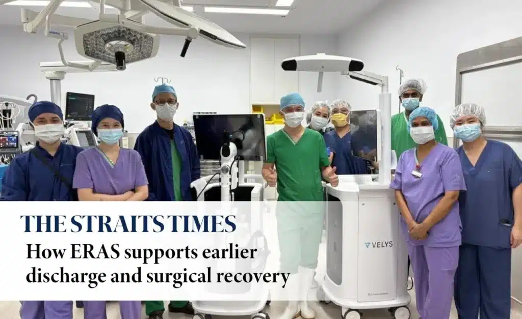 Dr Jerry Chen and the surgical team featured in The Straits Times discussing Enhanced Recovery After Surgery (ERAS) and minimally invasive surgical techniques